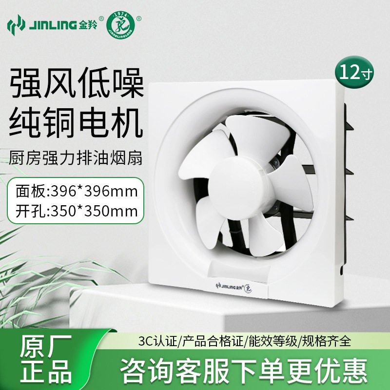 金羚换气扇12寸百叶窗厨房油烟强力抽风机 静音排气扇APB30-6-1S1