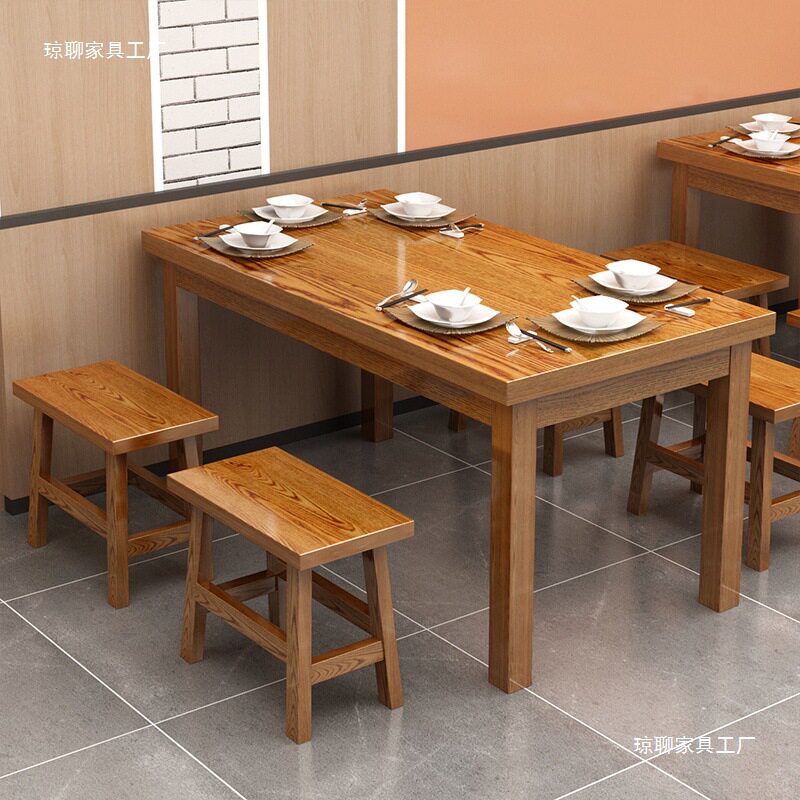 实木碳化餐厅餐桌椅组合