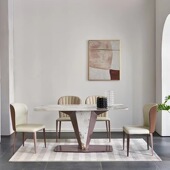 YZK餐桌意式 岩板餐桌2021新款 小户型桌子吃饭家用长方形餐桌椅组