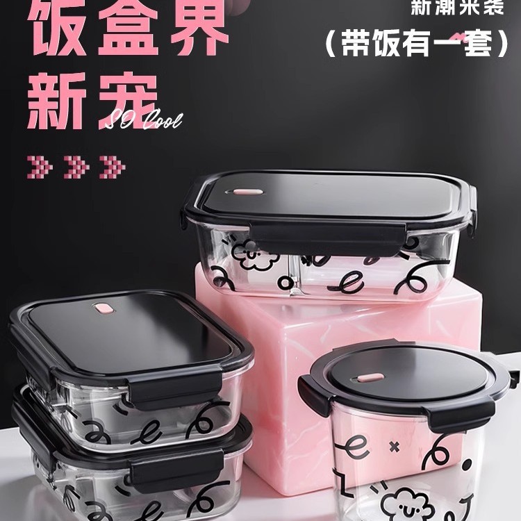 微波炉加热专用玻璃饭盒上班族2025新款带饭组合套装餐盒便当盒
