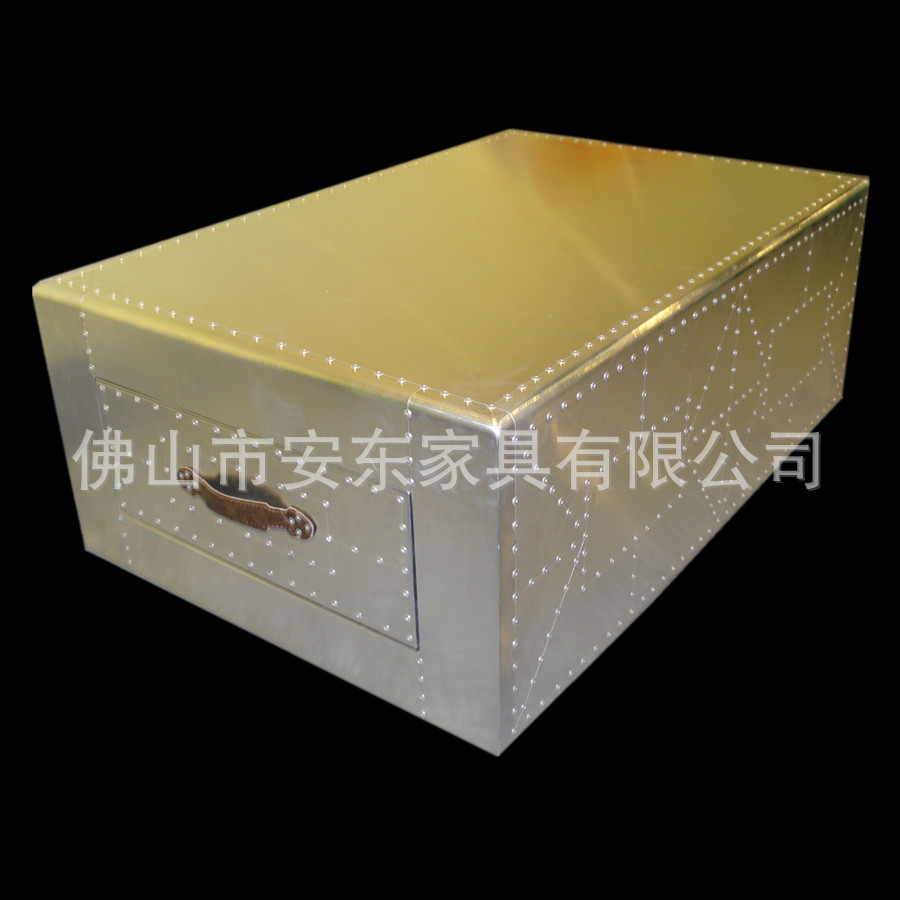 复古铝皮箱 酒吧家具装饰太空铝皮茶几 英伦风仿古做旧茶几家具