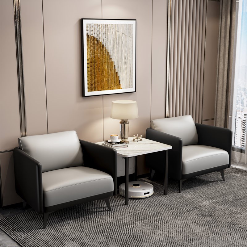 ?北欧简约休闲单人沙发茶几休息区商务酒店会客区洽谈接待桌椅组
