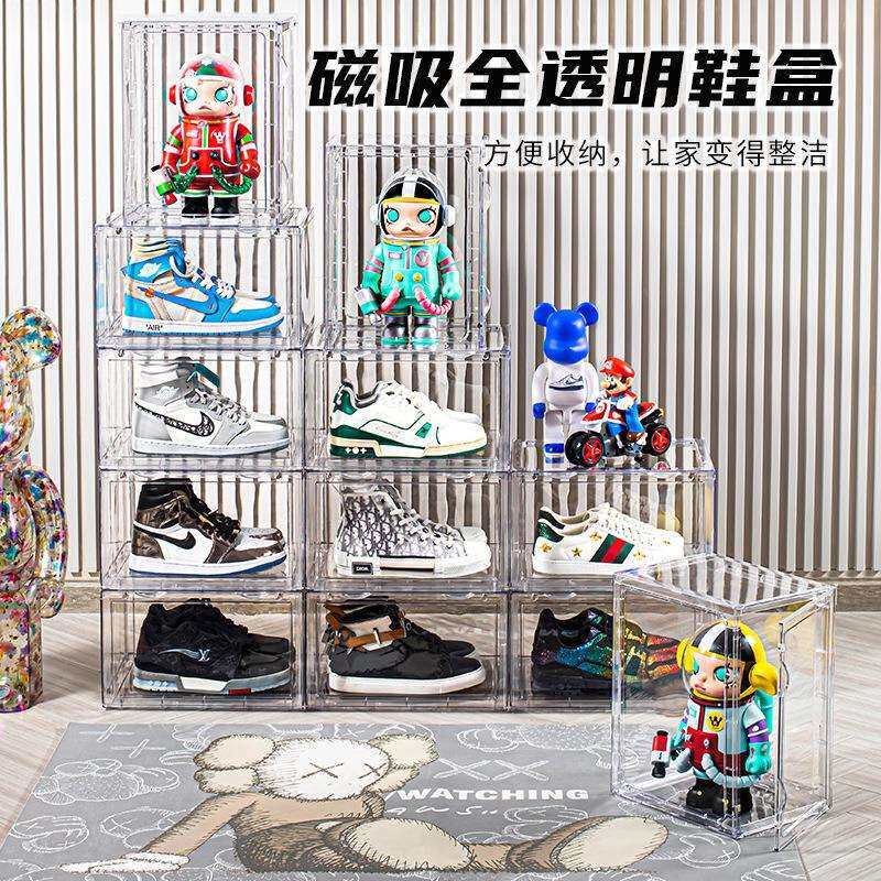 鞋盒家门口便捷网红鞋子收纳盒多层侧开透明鞋架简易大号鞋盒