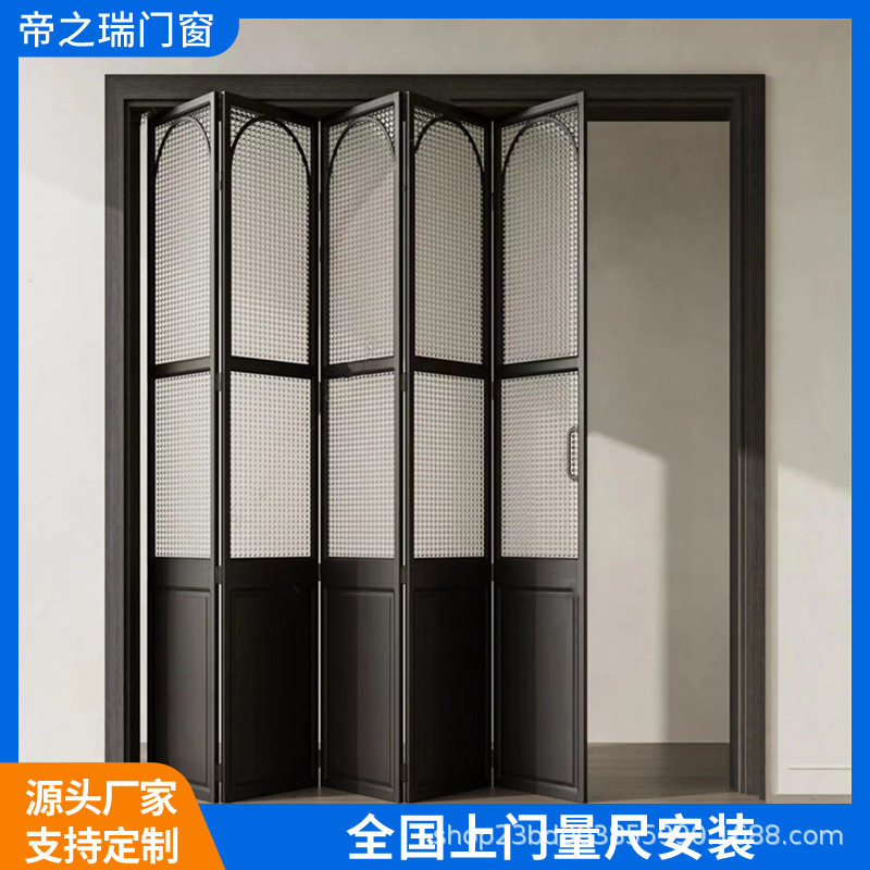 法式复古海棠花玻璃铝合金推拉门