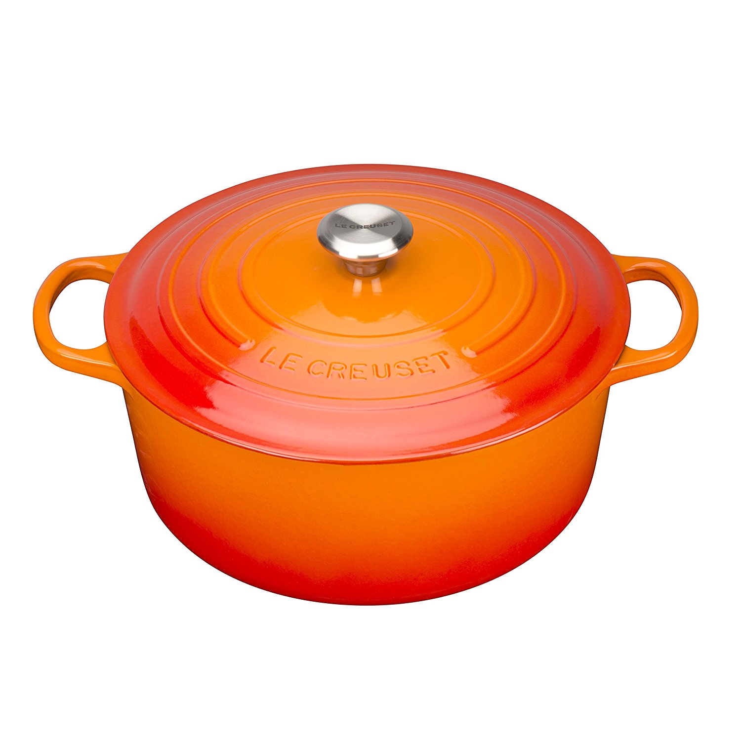 国内现货法国原装Le Creuset珐琅铸铁烧锅LC炖锅汤锅22cm橙色包邮