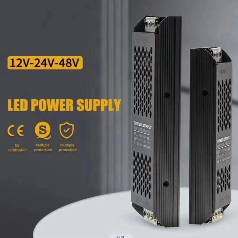 12v/24v长条电源开关400wled超薄电源24v静音变压器60w300w200w灯