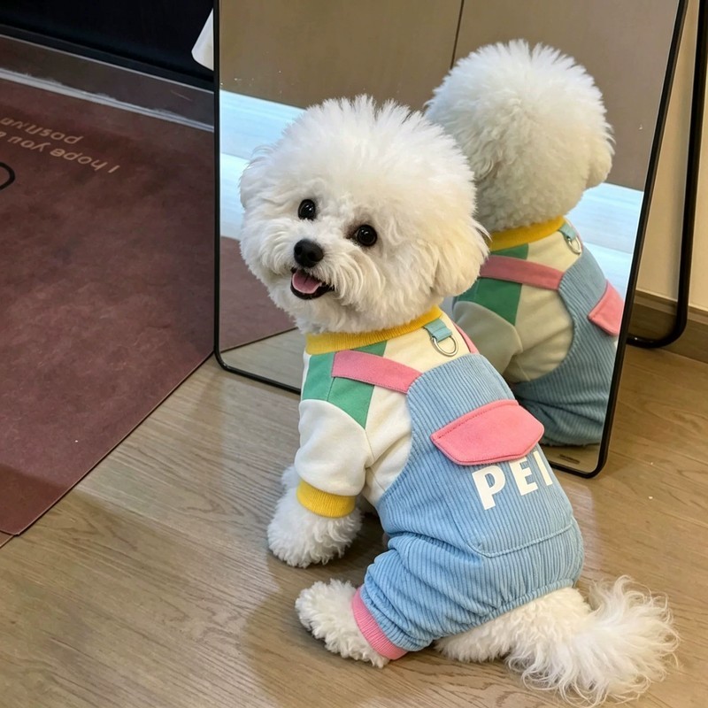 狗狗衣服春秋四脚衣泰迪雪纳瑞可牵引背带裤小型犬防掉毛猫咪服饰