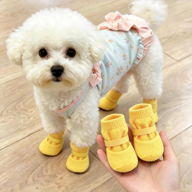 狗狗鞋子泰迪博美不掉中小型犬脚套冬季户外保暖防水防滑宠物袜子