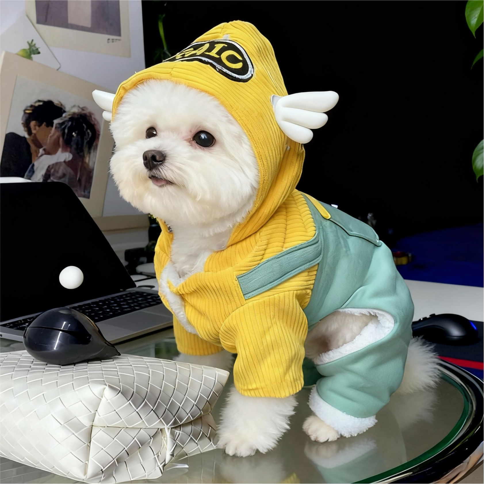 新年装狗狗衣服秋冬装加绒加厚天使四脚衣小型犬泰迪比熊猫咪衣服