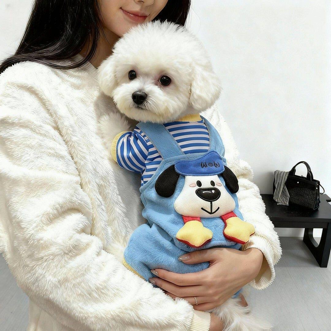 秋冬加厚小狗狗衣服新款可爱立体公仔假两件猫咪比熊中小型犬保暖