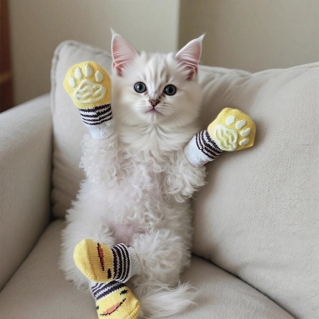 猫咪脚套防抓防掉猫猫穿的鞋子外出鞋套猫脚套手套防脏猫爪套袜子