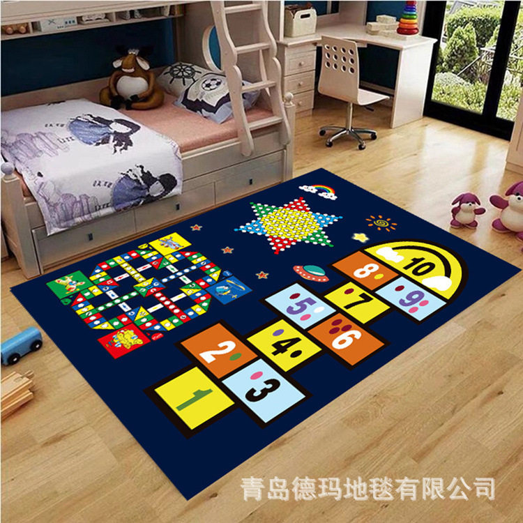 德玛卡通益智亲子游戏运动跳房子地毯卧室房间幼儿园儿童爬行地垫