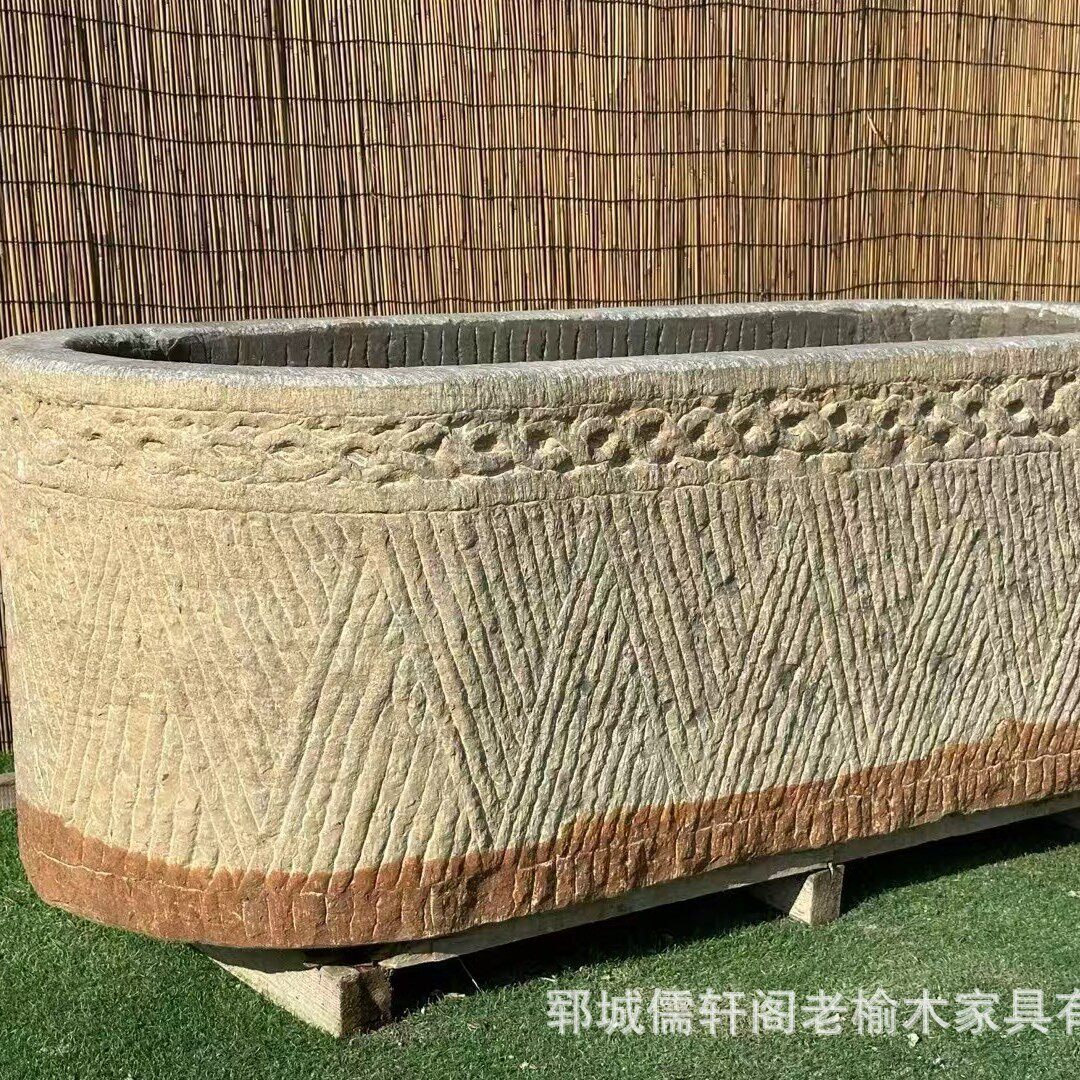 石缸石雕庭院鱼缸景观老物件养鱼水缸仿古水槽园林景观荷花大石缸