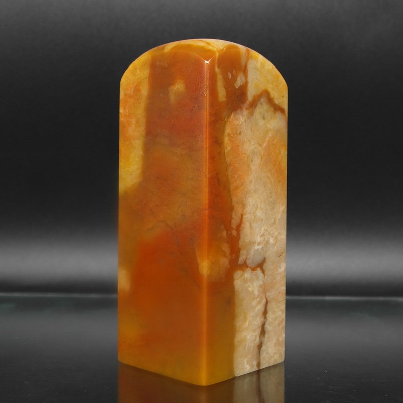 印石章料巴林石印章云水纹俏色彩冻石篆刻石料36*36*95mm