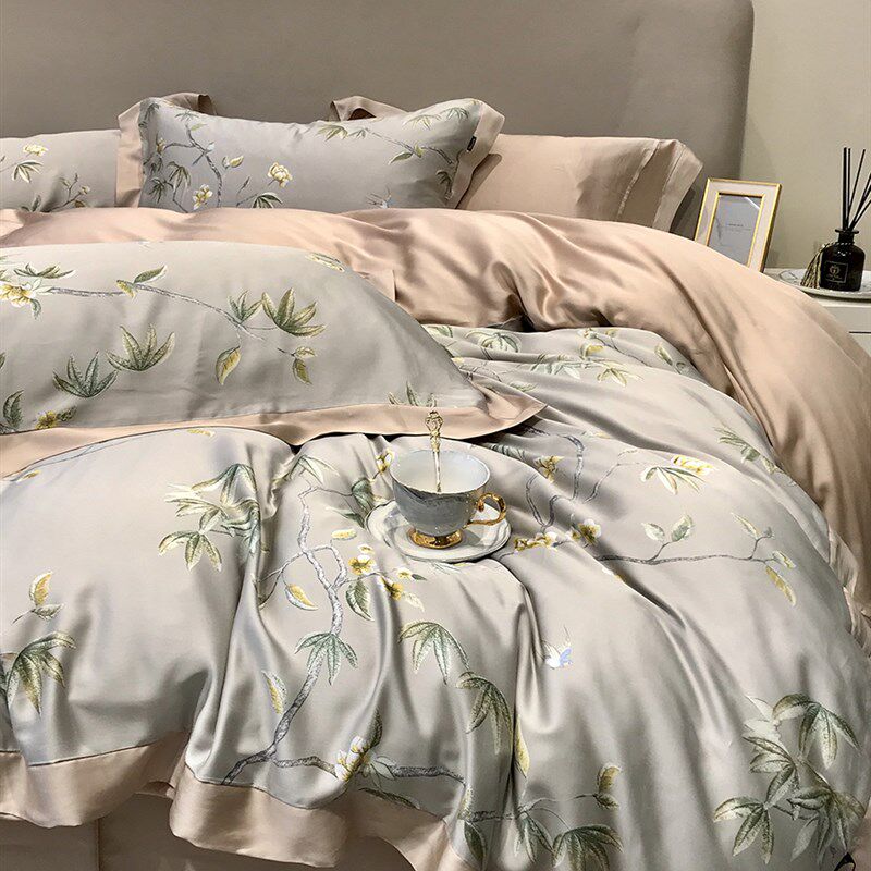 100支双面天丝床品四件套高端 夏季冰丝被套裸睡丝滑床单床上用品