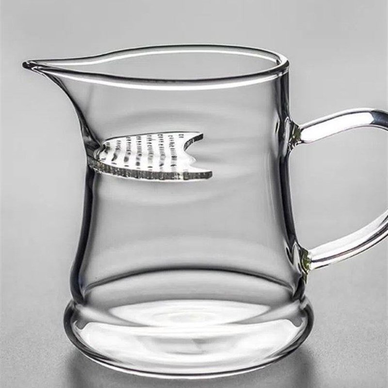 加厚玻璃公道杯绿茶泡茶器泡茶壶耐热方形月牙过滤茶漏一体分茶器