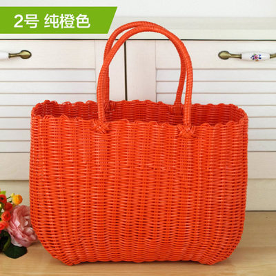 洗澡篮游泳篮塑料编织收纳筐仿藤编织买菜篮子手提篮购物篮宠物篮