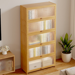 楼梯下储物柜靠墙矮柜立柜窄柜实木家用书柜书架带门美式收纳置物