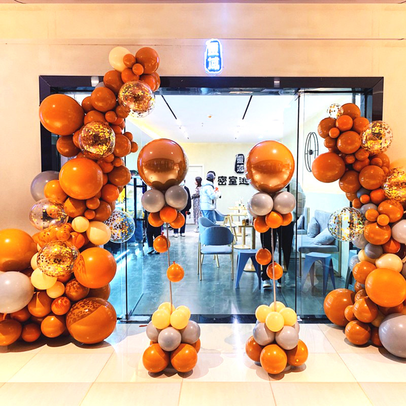 国庆节爱马橙气球链半拱门开业场景气氛布置周年店庆活动装饰用品
