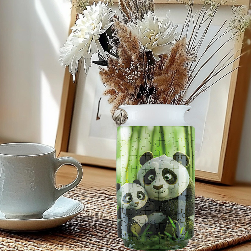 跨境3D花瓶拼图DIY创意插花花瓶仿真花生日圣诞礼物摆件装饰批发