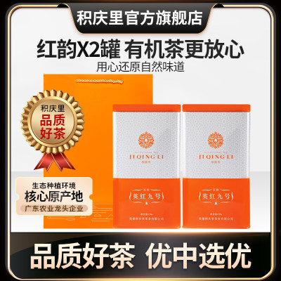 积庆里英德红茶英红九号有机红茶茶叶送礼品袋装150g*2罐(共300g)