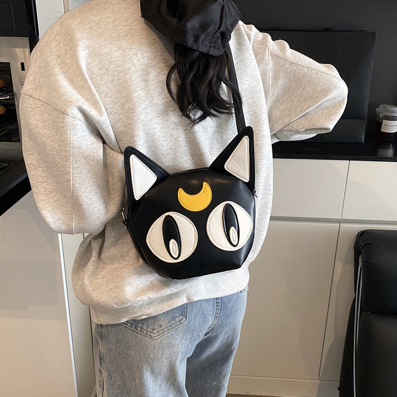 女包搞怪猫咪包包2025新款时尚百搭单肩包复古ins嘻哈斜挎包