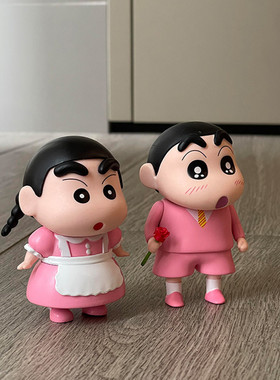 情侣蜡笔小新桌面摆件入户门创意装饰客厅电视柜新家乔迁布置装饰