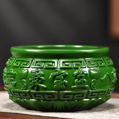 实木雕刻聚宝盆摆件木质家用新房桌面装饰办公室玄关公司开业礼品