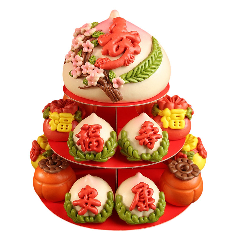 盖盖有口福非遗传承手工寿桃馒头生日祝寿胶东花饽饽花馍寿宴礼盒