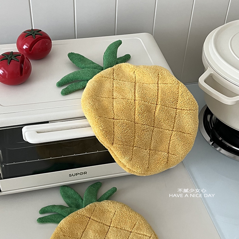 菠萝擦手巾挂式可爱超强吸水加厚毛巾手帕不发臭厨房卫生间