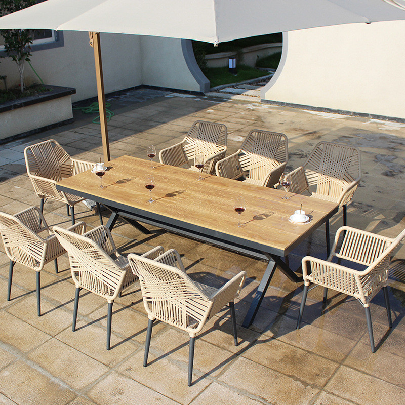 庭院户外桌椅组合室外阳台藤椅铝合金藤编休闲家具露天花园防水