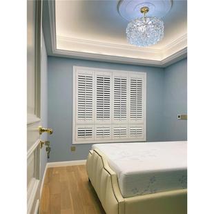 圣德科纯实木质百叶窗门透气窗美式活动叶片折叠推拉隔断窗帘定做