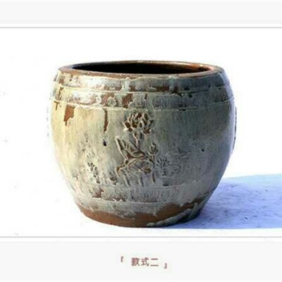 土陶缸养鱼养花陶瓷鱼缸盆粗陶水缸老式G家用风水缸储水缸莲花缸1