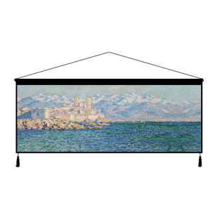 莫奈日出印象挂毯背景布sins风景油画横版 饰画卧室 床头墙布挂布装