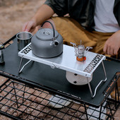 户外扁气罐折叠桌露营配件不锈钢便携迷你茶桌多用途拼接烧烤桌