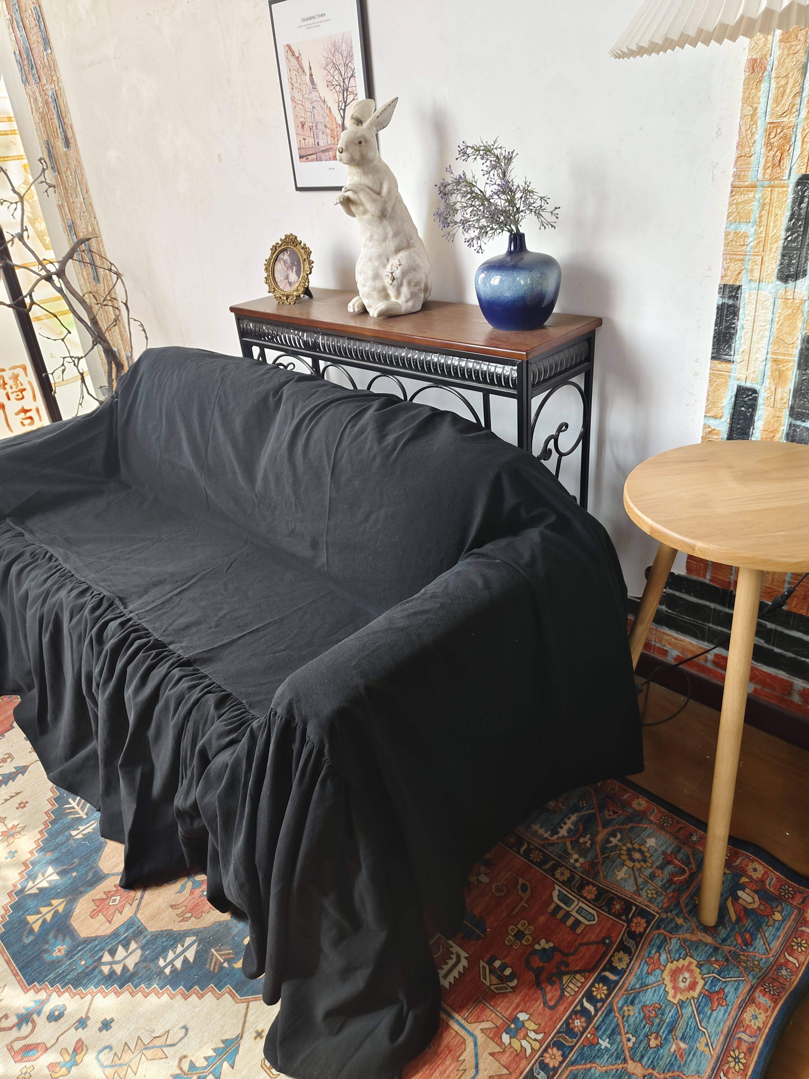 纯棉沙发套罩全包法式套防尘套沙发套罩全包万能套黑色套沙发套罩,居家布艺,沙发套,淘宝优惠券,粉丝福利购,淘宝优惠卷