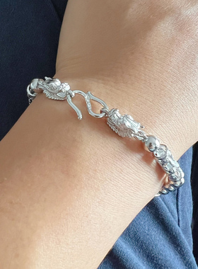 千影珠宝龙头手链pt950铂金男士