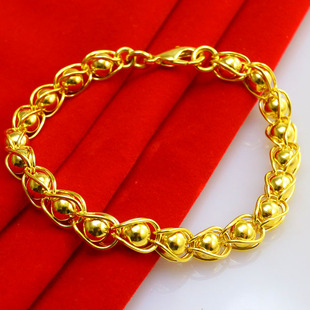 仿真金 黄金手链男女款珠镀金光面珠圆珠子佛珠链首饰品