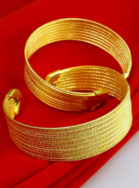 不掉色开口时尚风黄金手镯