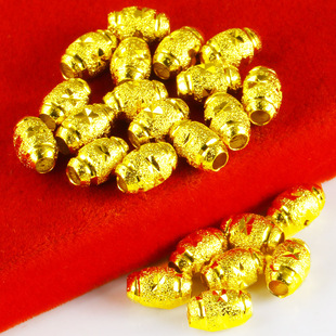 包金首饰配件镀黄金路路通橄榄珠仿真散珠镀金包银手工编手链项链