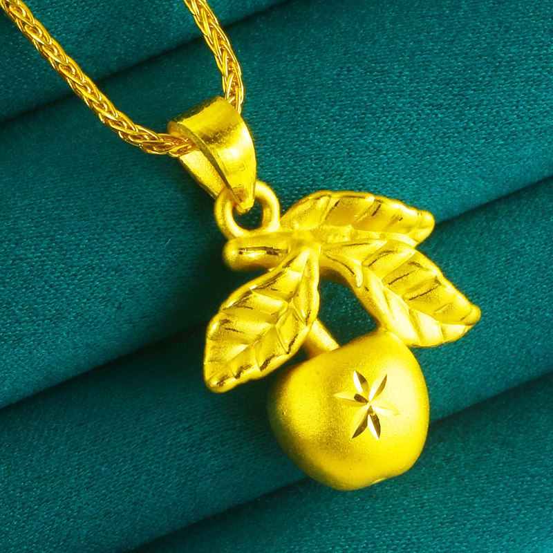 正品  黄金9999足金苹果坠子纯金黄金项链女款纯金吊坠七夕送女友