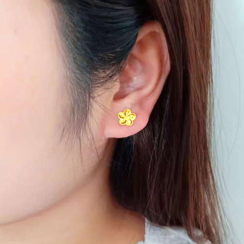 9999足金耳环送老婆礼物