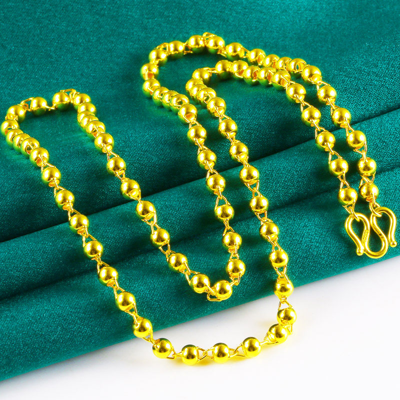 上所金业黄金项链男女9999足金链子转运珠锁骨链光珠链珠子链按克