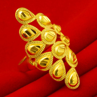 仿真黄金戒指9999足金女款食指环开口戒子纯金子孔雀凤凰豪华送礼