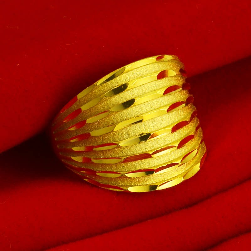 中式包黄金戒指男女仿真黄金指环仿纯金结婚首饰送妈妈纯沙金首饰