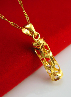 仿真不掉色黄金24k空心锁骨项链