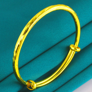 中国风黄金手镯9999足金女款时尚纯金镯子圆形满天星龙凤镯送妈妈