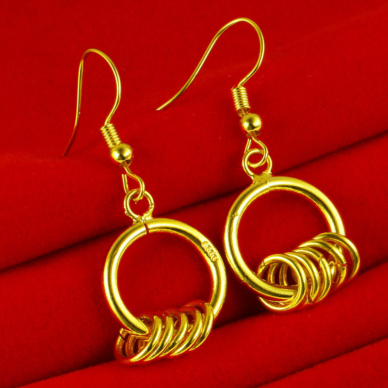 仿真黄金耳环女款999足金耳坠24K真金耳饰结婚首饰年轻款新款时尚