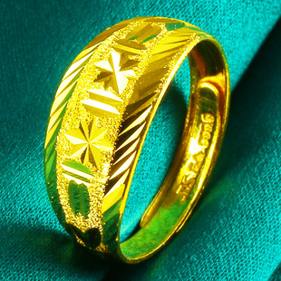 正品黄金戒指男女9999足金食指环纯金首饰情侣对戒生日礼物送朋友