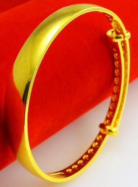 光面可调节9999足金结婚黄金手镯